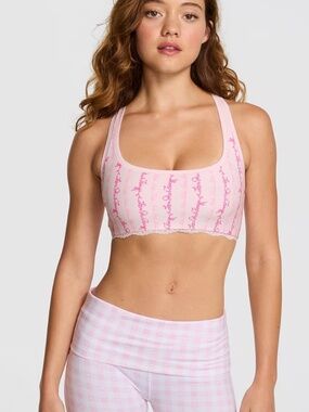 PINK X LOVESHACKFANCY COTTON RACERBACK BRALETTE NWT SM
